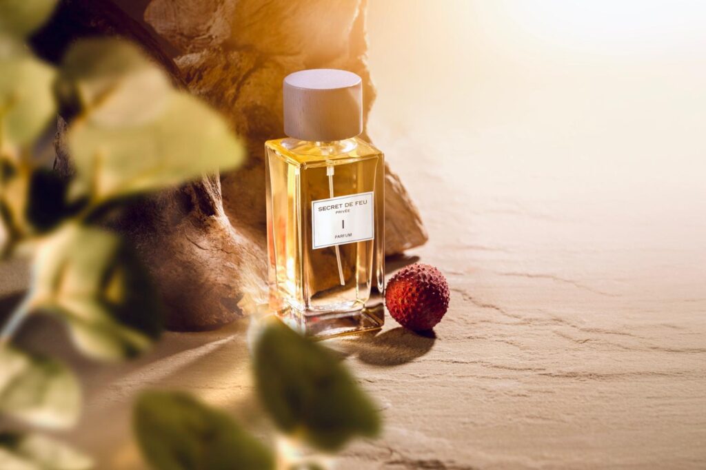 Secret de Feu I in warm sunlight among leaves