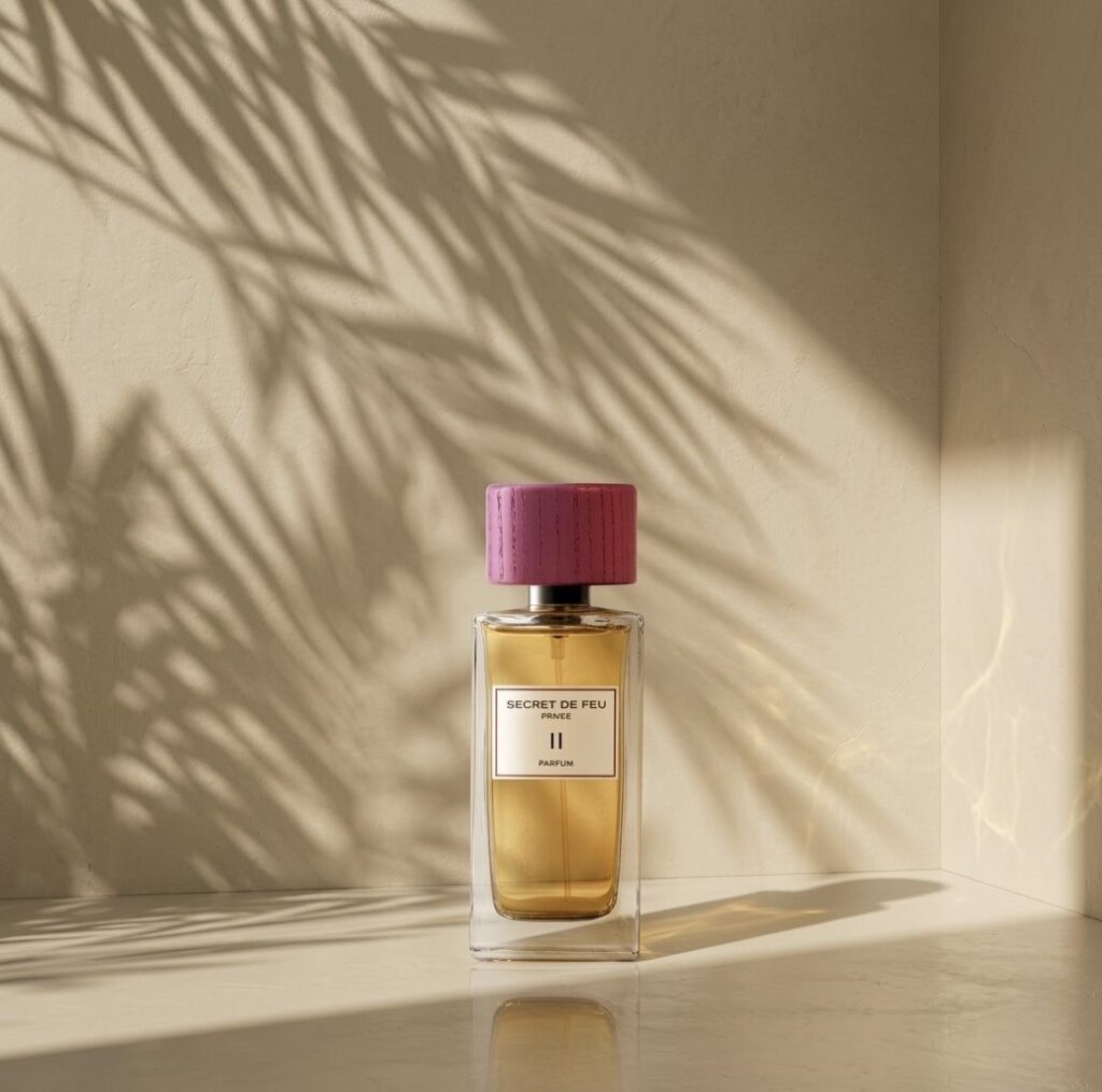 Secret de Feu II in sunlight with palm-leaf shadows